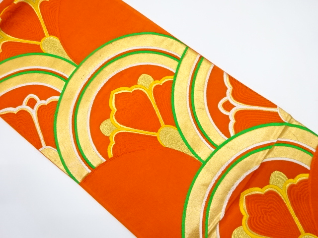 アンティーク　青海波に花模様織出し袋帯（着用可）